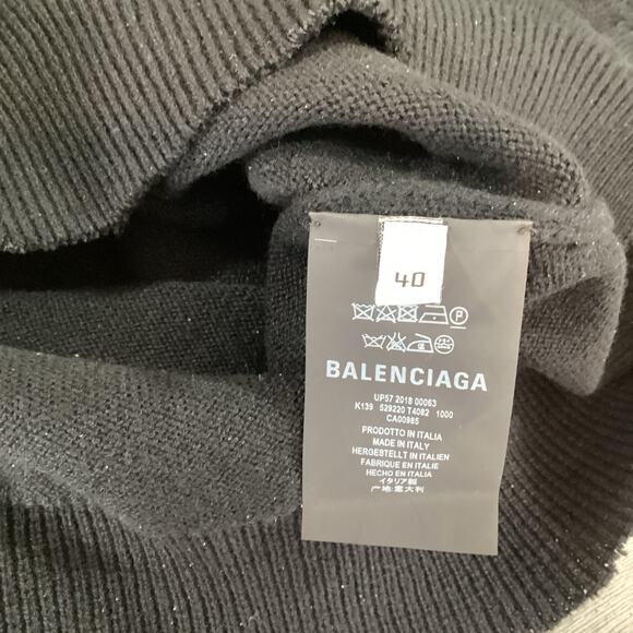 Balenciaga Turtleneck Sweater Size 40 100% Cashmere Italy Luxury Designer Black - Picture 8 of 16